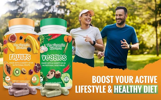 Fruit and Veggie Supplements-90 Fruits 90 Veggies Capsules to Boost Energy Level - Whole Food Fruits and Vegetable from Super Foods - Made in USA - Soy &amp Vegan Free (Pack of 2)…