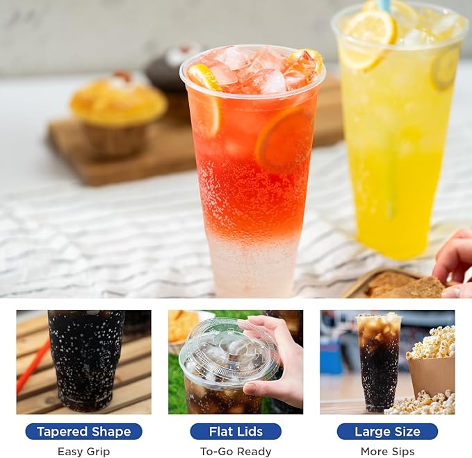 Karat [52oz - 300ct PP Plastic Cold Disposable Plastic Cups - BPA-Free 117mm Diameter Drinking Cups for Cold Beverages Iced Coffee Water Ideal for Parties and Events