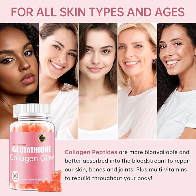 Glutathione Collagen Glow Gummies for Women Glutathione Collagen Glow Gummies for Dark Spot 60/120Pcs Korean Organic Glow Beauty Collagen for Skin Care(2)