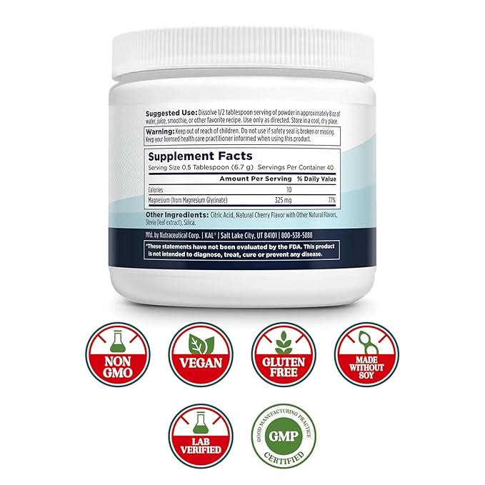 Dynamic Health Organic Tart Cherry and KAL Calming Magnesium Powder - Unsweetened 100% Juice Concentrate and Cherry Flavor Magnesium Supplement - 16 Servings 16oz and 40 Servings 9.5 OZ