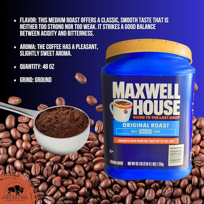 KING BUY BOX Cup 1 PCS Bundle with Original Roast Ground Coffee (43.1 oz 3 Pack)