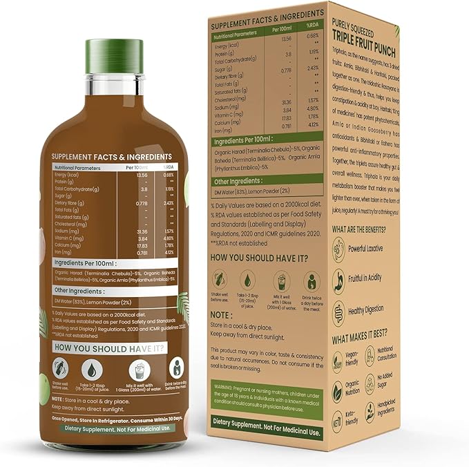 HIMALAYAN ORGANICS Organics Organic Triphala Juice | Supports Metabolism Immunity | Natural Cold-Pressed Organic Juice with Anti-Oxidants. (1L)
