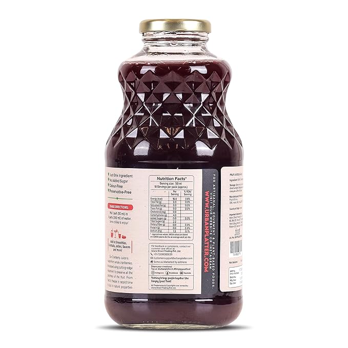 Urban Platter Canadian Cranberry Juice 1 Litre (Unsweetened No ed Sugar 100% Natural Cranberry Juice Good for UTI Health Perfect for Cocktails and Mocktails]
