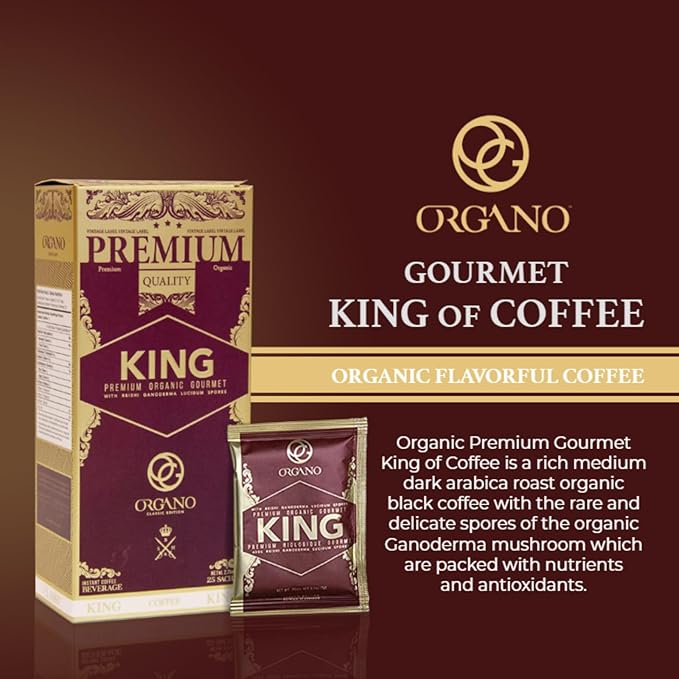 ORGANO 2 Boxes King of Coffee 100% Certified Ganoderma Lucidum (50 Sachets)