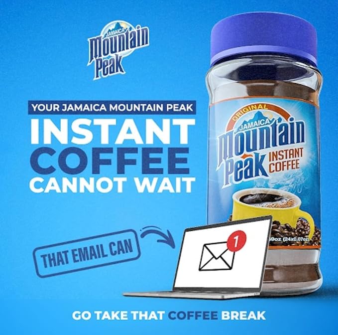 Jamaica Mountain Peak Instant Coffee Authentic Jamaican Coffee Rich Bold Flavor (2 Pack 3.5 oz Jars)