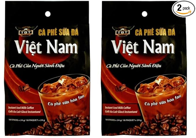 TGT Instant Iced Milk Coffee Original Vietnamese Instant Coffee Mix Cafe Sua Hoa Tan Coffee Packets Single ServeBag of 18 Packets x 24gPack of 2