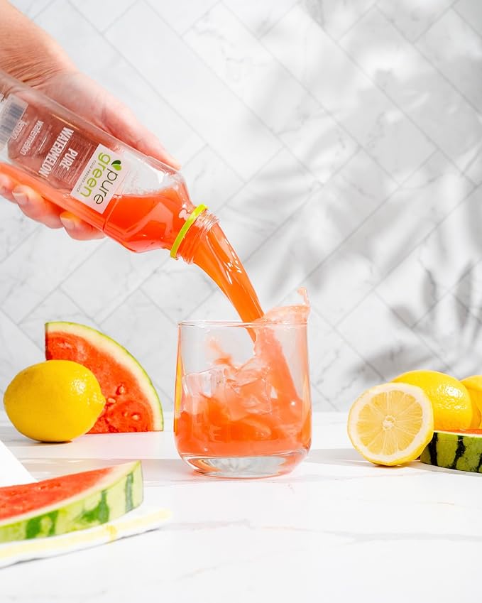 Pure Green Cold Pressed Juice - Pure Watermelon - Fresh Functional Blend with Watermelon and Lemon - Natural Gluten Free Non-GMO No Artificial Colors or Flavors - Made from Real Fruits &amp Veggie