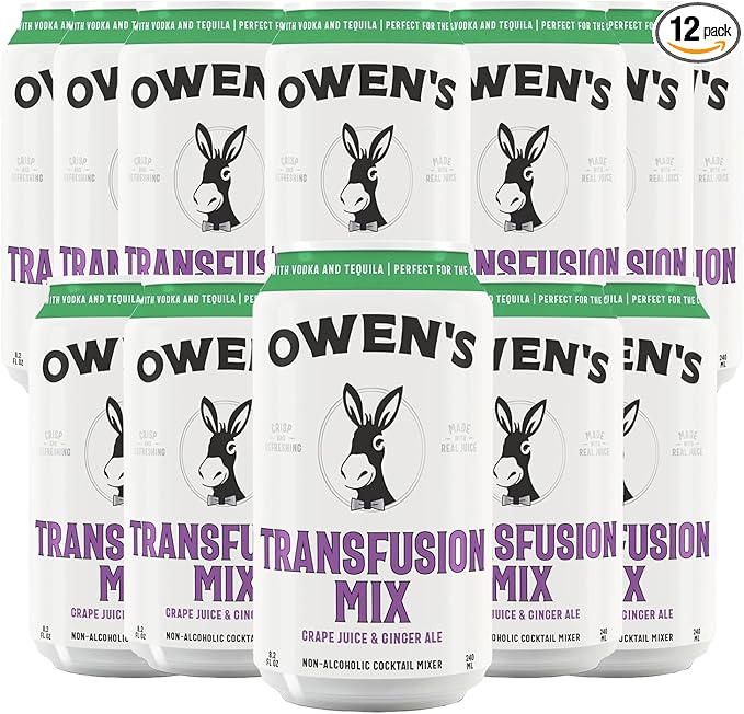 Owen’s Craft Mixers | Transfusion Mix 12 Pack | Handcrafted in the USA with Premium Ingredients | Vegan &amp Gluten-Free Soda Mocktail and Cocktail Mixer