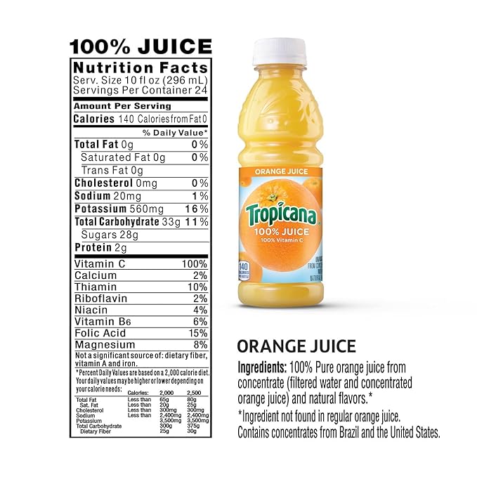 Tropicana 100% Orange &amp Apple Juice Variety Pack Single Serve 10 Fl Oz Bottles (Pack of 15) - Real Fruit Juice Vitamin C Rich No Added Sugars No Artificial Flavors
