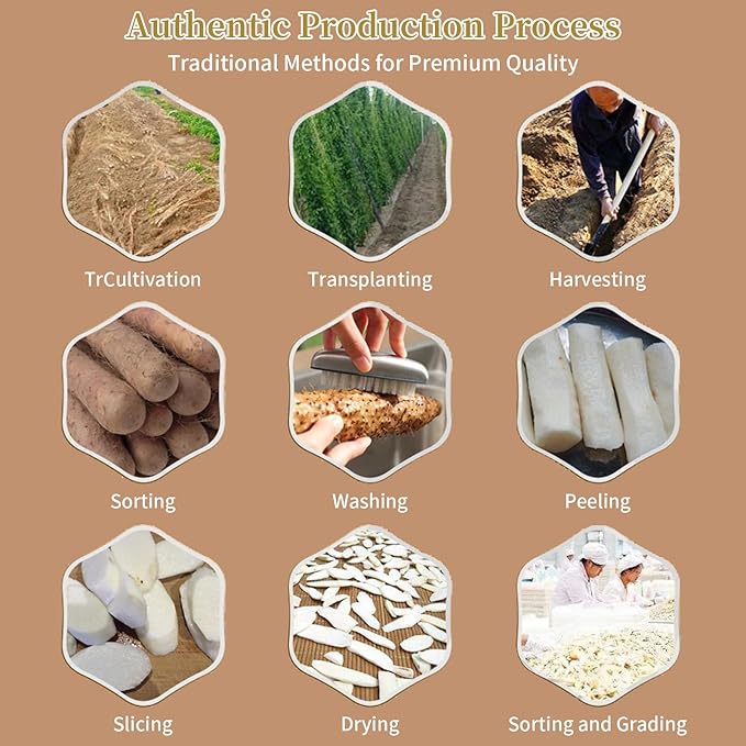 Baihuatang Natural Chinese Dried Yam Root Slice 200g/7.05 oz Huai Shan Yao Iron Stick Yam Shanyao Large Pieces Sulfur Free Natural Porridge and Soup Ingredients 铁棍山药 山药干 山药片 煮粥煲汤