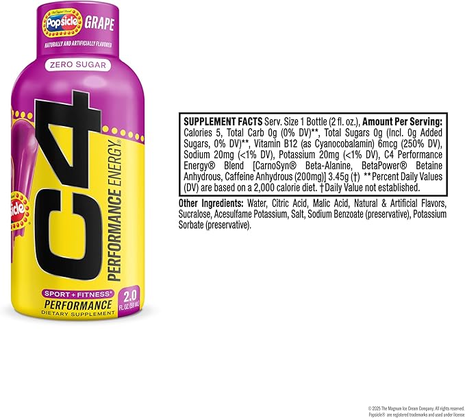 C4 Performance Energy Shot 2oz 12pk - Grape Popsicle