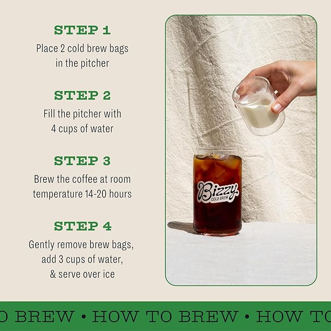 Bizzy Organic Cold Brew Coffee | Bundle | Coarse Ground Coffee | Espresso Blend 1 LB + Espresso Blend Brew Bags 4-count | 2 Pack