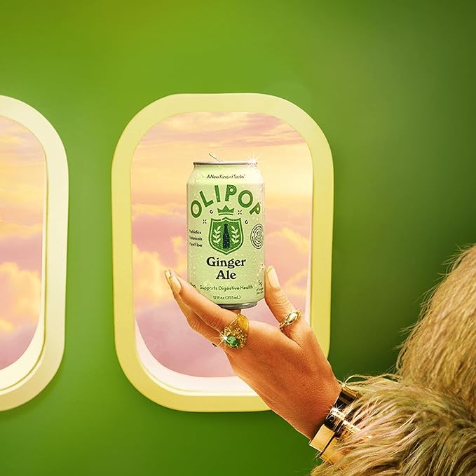 OLIPOP Prebiotic Soda Pop Ginger Ale A New Kind of Soda Packed with Prebiotics Fiber and Botanicals Gluten Free GMO Free 12oz (12-Cans)
