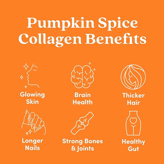 Further Food Pumpkin Spice Collagen Peptides Powder with Lion’s Mane Mushroom – 100% Grass-Fed Hydrolyzed Type 1 &amp 3 20g of Collagen per Serving Supports Skin Hair Nails &amp Focus 9.88 Oz