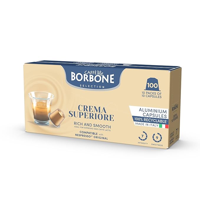 Caffè Borbone Crema Superiore Aluminum Capsules Compatible with Nespresso Original Machines Medium Roast 50 Count