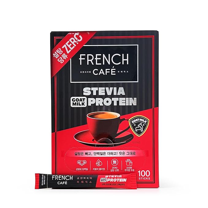 Namyang French Cafe Stevia Protein Instant Coffee Mix (Zero Sugar) (100 Sticks Stevia Protein Coffee)