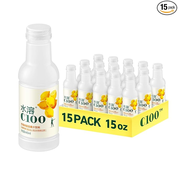 NONGFU SPRING C100 Juice Drink – Lemon Flavored Fruit Juice Bottles 100mg Vitamin C Per Bottle 12% Real Fruit Juice -15 fl oz 445mL 15 Pack