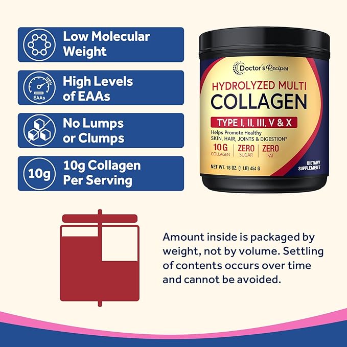 Doctor's Recipes Women’s Probiotics &amp Multi Collagen Powder Bundle Value Pack for Vaginal Skin Hair Nail Health No Gluten Pro (60 Capsules) &amp Collagen (45 Servings)