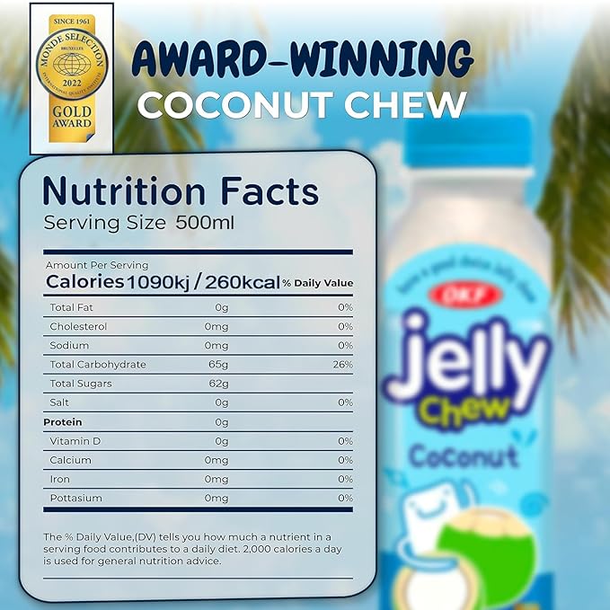 OKF Coconut Juice with Coconut Jelly Original Coconut Water Non GMO No Preservatives No Artificial Color Gluten Free/Fat Free 16.9 Fl Oz (Pack of 20)