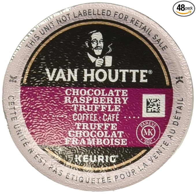 Van Houtte Raspberry Chocolate Truffle Single-Serve Keurig K-Cup Pods Light Roast Coffee 48 Count (2 Boxes 24 Pods)