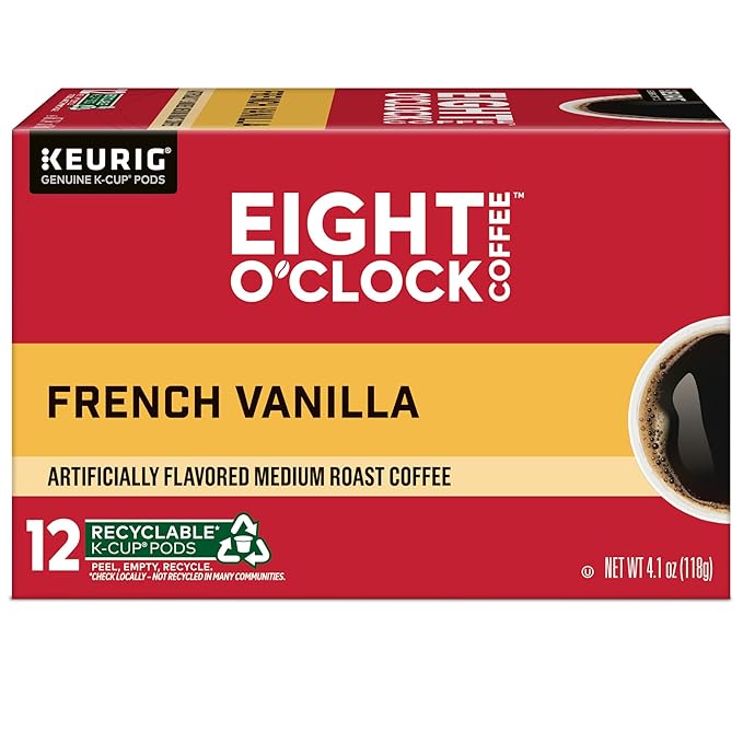 Eight O'Clock Coffee French Vanilla Single-Serve Coffee K-Cup Pods Medium Roast 72 Count