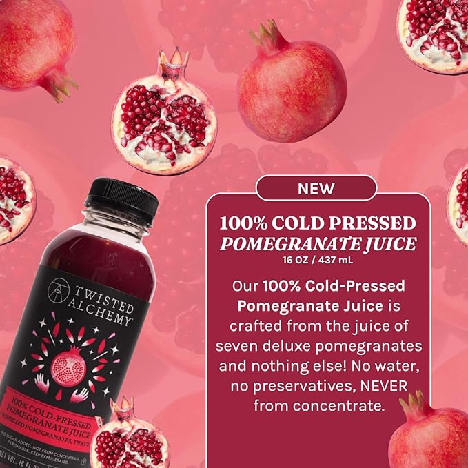 Twisted Alchemy Cold Pressed Juice Kit 6-Pack – 2 Passion Fruit 2 Watermelon Twist 2 Pomegranate – All Natural Non-GMO No Sugar Added Preservative Free – 16 oz Bottles