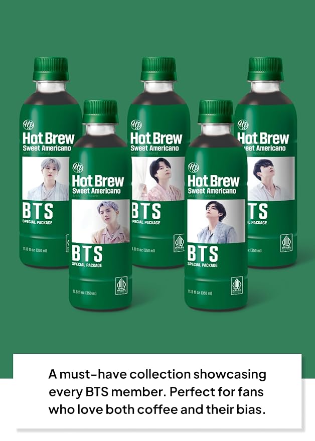Korean Food HY Hot Brew Coffee Sweet Americano Ready-to-Drink Bottled Coffee 11.8 fl oz (350 mL) x 24 Bottles B.T.S Special Package