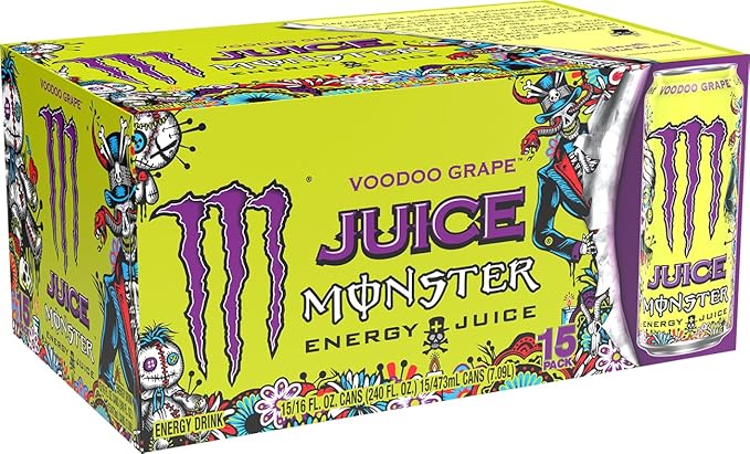Monster Energy Juice Voodoo Grape Energy + Juice Energy Drink 16 Ounce (Pack of 15)