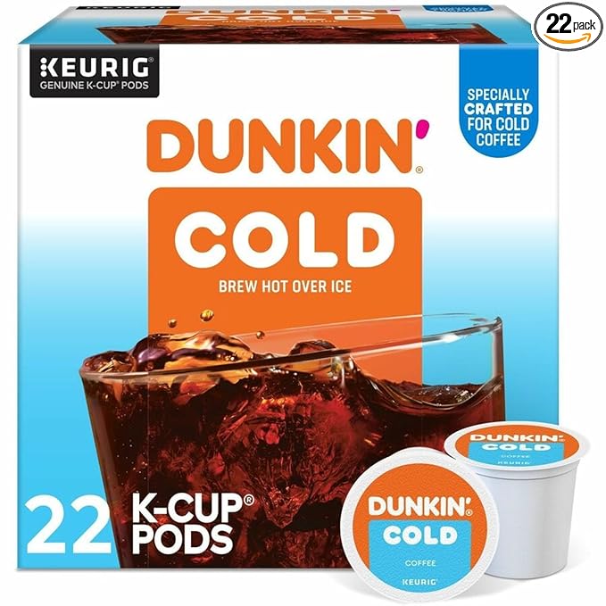 Dunkin' Brew K-Cup Pod Over Ice Keurig Single Serve K-Cup Pods 22 Count - Smooth - K-Cup Pod - Roasted Arabica - Kosher - 22 / Pack