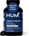 HUM Mighty Night Nighttime Sleep Supplement for Skin Care CoQ10 Valerian Root &amp Ferulic Acid to Support Cell Turnover Skin Vitamins for Women and Men Overnight Beauty Vitamins 60 Vegan Softge