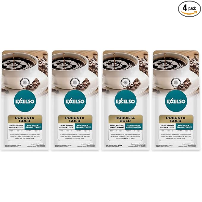 Excelso Robusta Gold Ground Coffee 200g (Pack of 4)