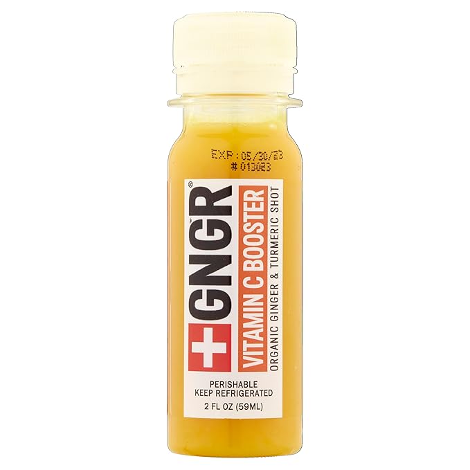 +GNGR Vitamin C - Cold-Pressed Ginger Shot with Turmeric Cayenne &amp Acerola Peruvian Ginger Juice 2 fl oz (Pack of 12)