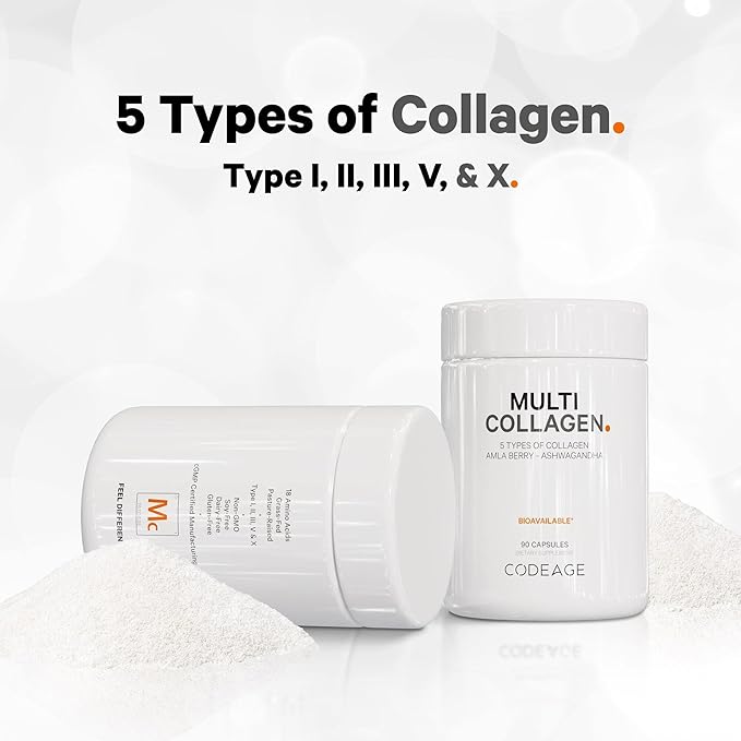 Codeage Multi Collagen Protein Capsules &amp Probiotics for Women Bundle | Multi Collagen Pills Collagen Types I II II V &amp X 90 Count | Prebiotics &amp Probiotics for Women - Soy &amp Dair