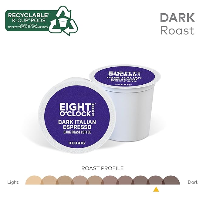Eight O Clock Dark Italian Roast Single-Serve Keurig K-Cup Pods Dark Roast Coffee 96 Count (4 Boxes of 24 Pods)