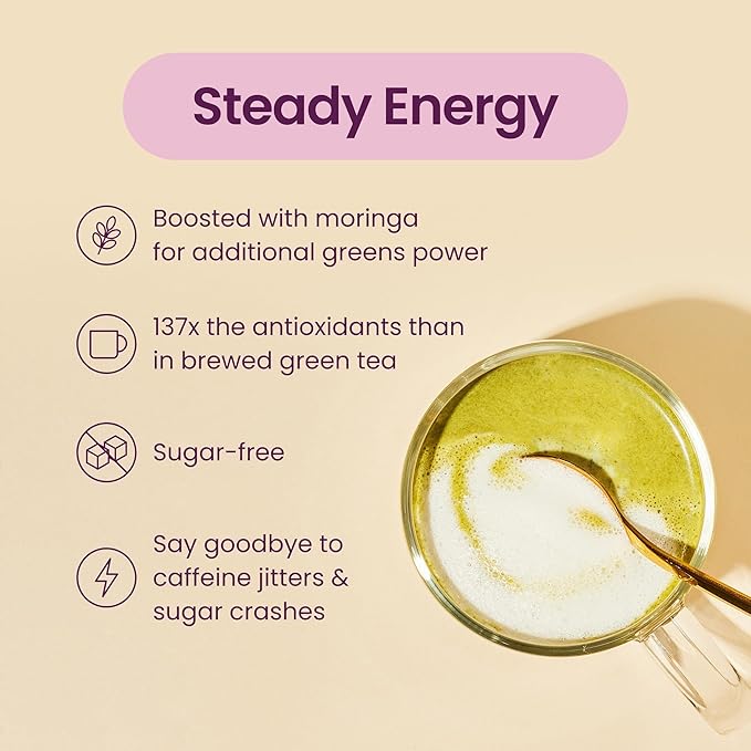 Blume Superfoods Latte - Matcha Powder with Coconut Natural Caffeine L-Theanine All Day Energy &amp Focus Sugar-Free Moringa Vegan Organic Matcha Latte from Shizuoka Japan Green Tea - 25 Serv