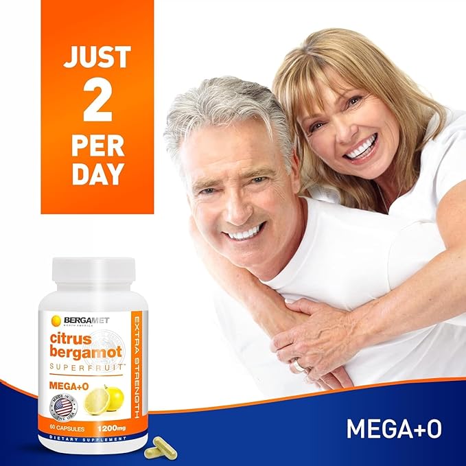 BergaMet Citrus Bergamot Supplement 170:1 Extract 1200mg 80% Polyphenols Italian Citrus Bergamot Supplement 60 Capsules 1 Month Made in the USA