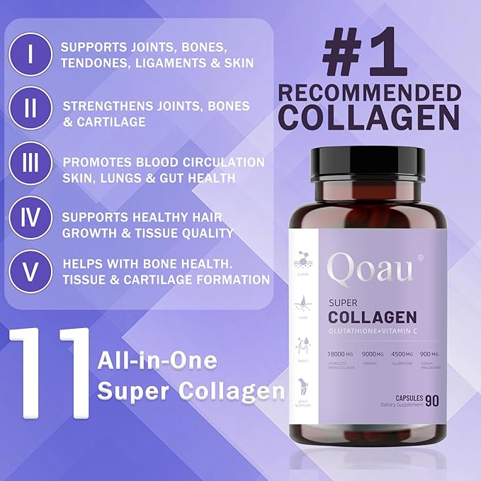 11-in-1 Multi-Collagen Peptides | Joint Support Muscle Recovery &amp Stress Relief | Hydrolyzed Collagen Capsules for Active Men &amp Women Non-GMO &amp Gluten-Free