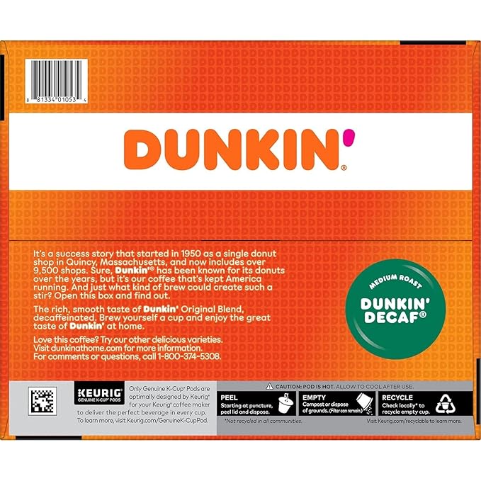 Dunkin' Donuts Original Blend Decaf K Cup Pods 54 ct. 20 Oz ()