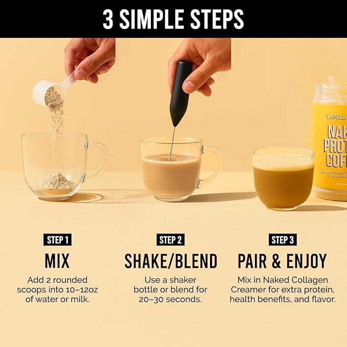 NAKED Vanilla Latte Protein Coffee - Premium Colombian Iced Coffee Protein Shake Drink Delicious Keto Friendly and Gluten Free 17 Servings