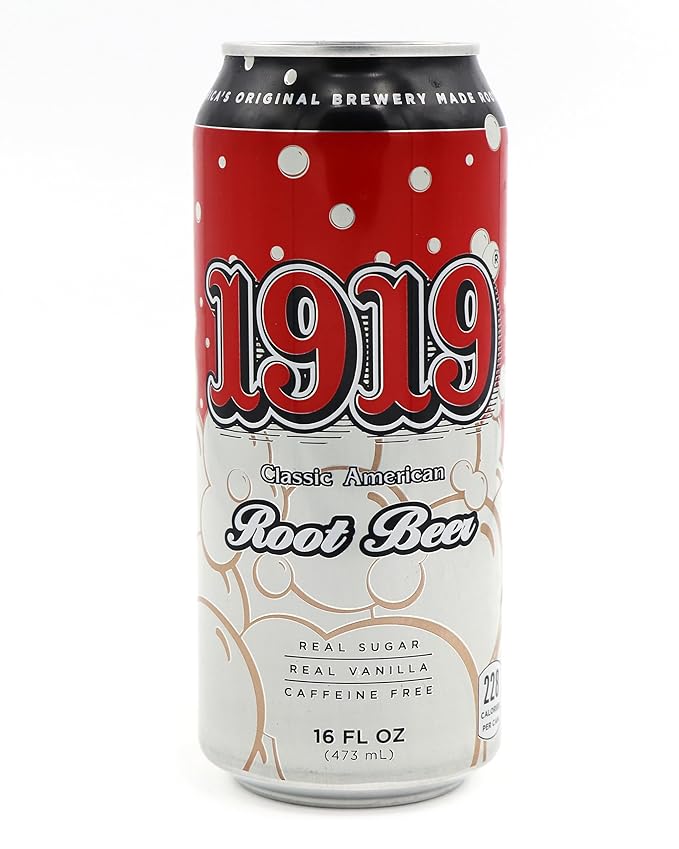 JDS 1919 Classic American Root Beer (24 Pack) 16oz Cans - Classic American Pop - Real Sugar Real Vanilla Caffeine Free - America’s Original Brewery Made Root Beer