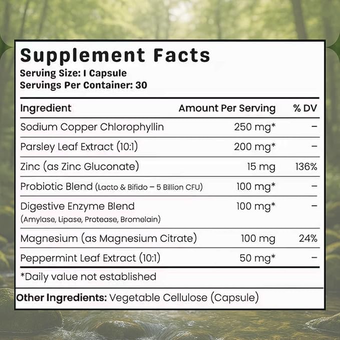 Ovouria Breath and Gut Balance – Gut Health Probiotic with Magnesium Citrate Zinc Gluconate Probiotic Blend Fresh Breath Chronic Halitosis &amp Gut Health – 30 Capsules(1pc)