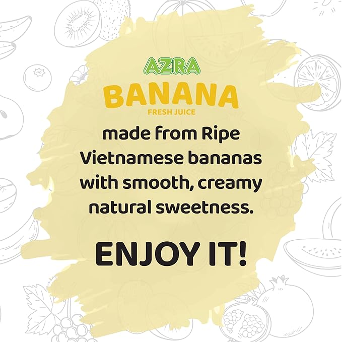 AZRA 100% Banana Juice 500 ml Can (Pack of 12) – Real Fruit Beverages with No Sugar Added – Healthy Drinks and Fresh Juice – Natural 100 Percent Fruit Drink – 16.9 fl oz Cans