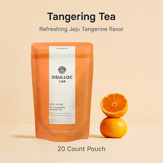 OSULLOC Tangerine Tea (Refreshing Jeju Tangerine Flavor) | Korean Premium Blended Tea Bag | Sweet Fruit Tea | 20 Count Tea Bags 1.76oz