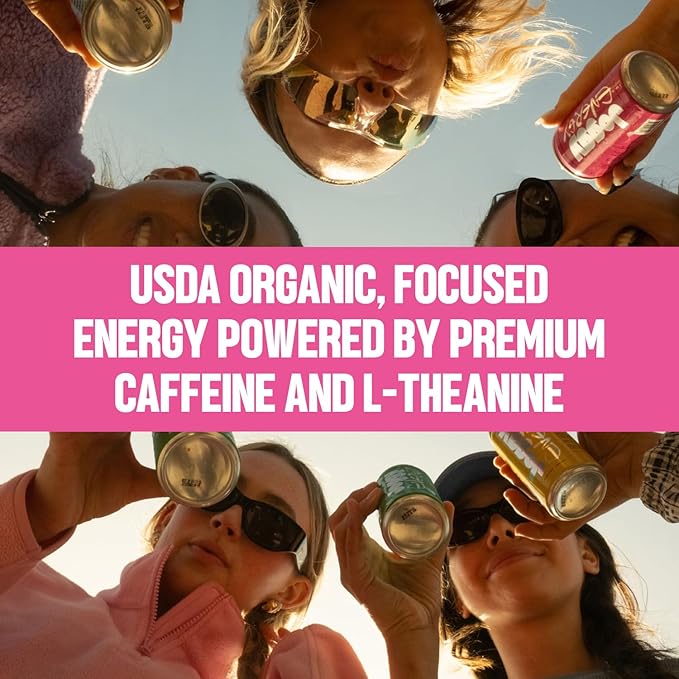 Joggy Energy Drink | Solar Mango 12pk (8.4oz) | USDA Organic No Added Sugar Plant-Based Energy with Juice &amp Natural Caffeine + L-Theanine | Pre-Workout Focus Drink | No Jitters Vegan Gluten-Fr