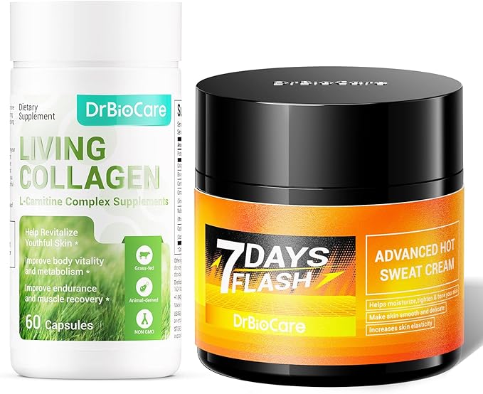 DrBioCare Living Collagen L-Carnitine Complex Supplement and Advanced Hot Sweat Cream