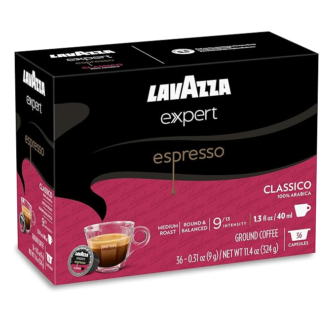 Lavazza Expert Espresso Classico Capsules Medium Roast 100% Arabica Compatible with Lavazza Classy Machines (36 Capsules) (Pack of 2)