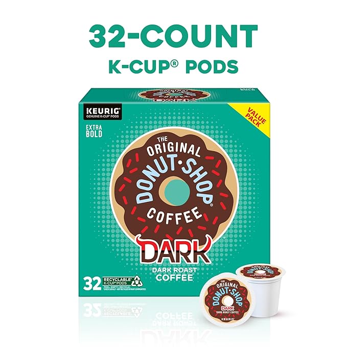 The Original Donut Shop Dark Keurig Single Serve K-Cup Pods Dark Roast Coffee Pods 32 Count