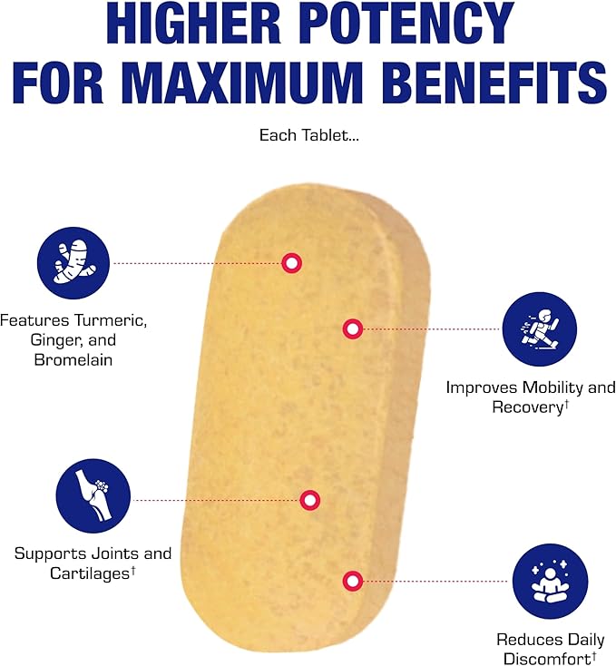 Pro ENZ Joint Support Supplement - Clinical Formula Turmeric Boswellia Supplement for Joint &amp Cartilage Mobility and Comfort Support Plus Eicosanoid Management with Proteolytic Enzymes (60 Tablets