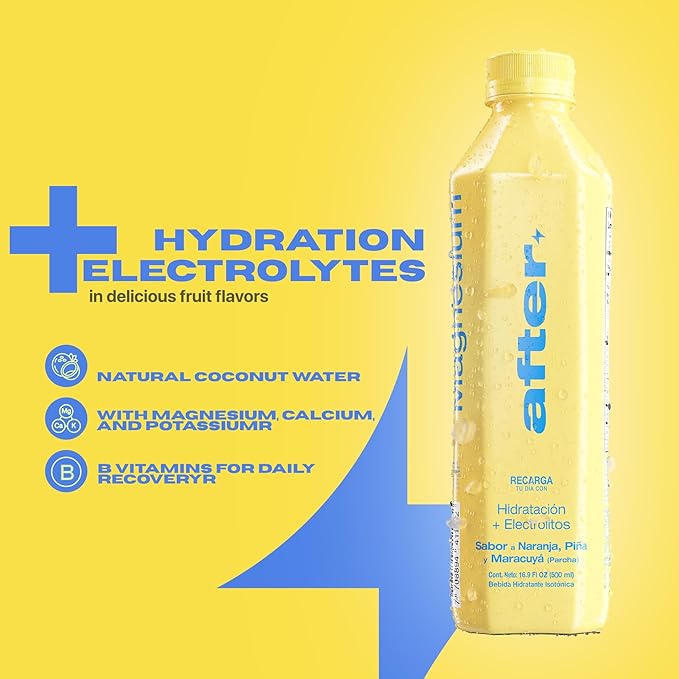 AFTER Electrolyte Drink Orange Pineapple Passionfruit Flavor Electrolytes Hydration Drink 12 Pack 16.9 fl oz Bottles