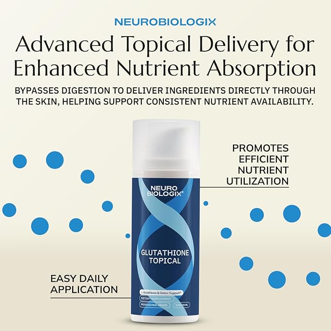 Neurobiologix Glutathione Topical Cream Transdermal L-Glutathione with Vitamin E B12 B3 &amp Folate L-Carnosine Essential Oils &amp Antioxidants Immune &amp Cellular Wellness Support 1.7 Oz